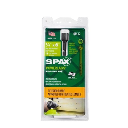 Spax SPAX PowerLags 1/4 in. in. X 6 in. L Hex Drive Hex Washer Head Serrated Structural Screws 45718207015243